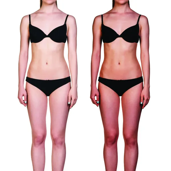 Voor en na spraytan resultaat