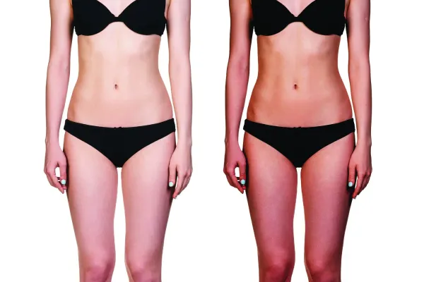 Voor en na spraytan resultaat